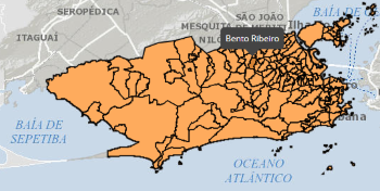 Bento Ribeiro em destaque no mapa do Rio de Janeiro (Imagem: Instituto Pereira Passos)